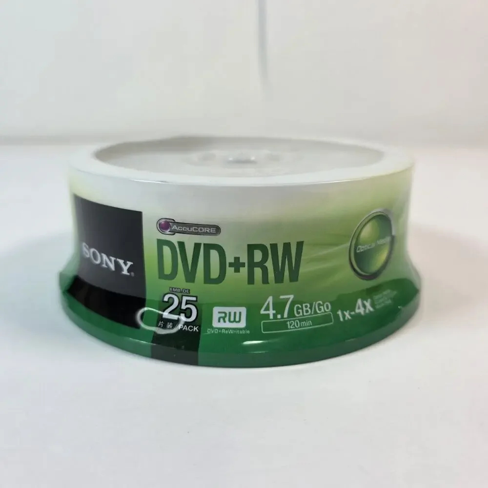25 pk SONY Blank DVD+RW 4x Logo Branded 4.7GB Rewritable DVD Disc - 25DPW47SP